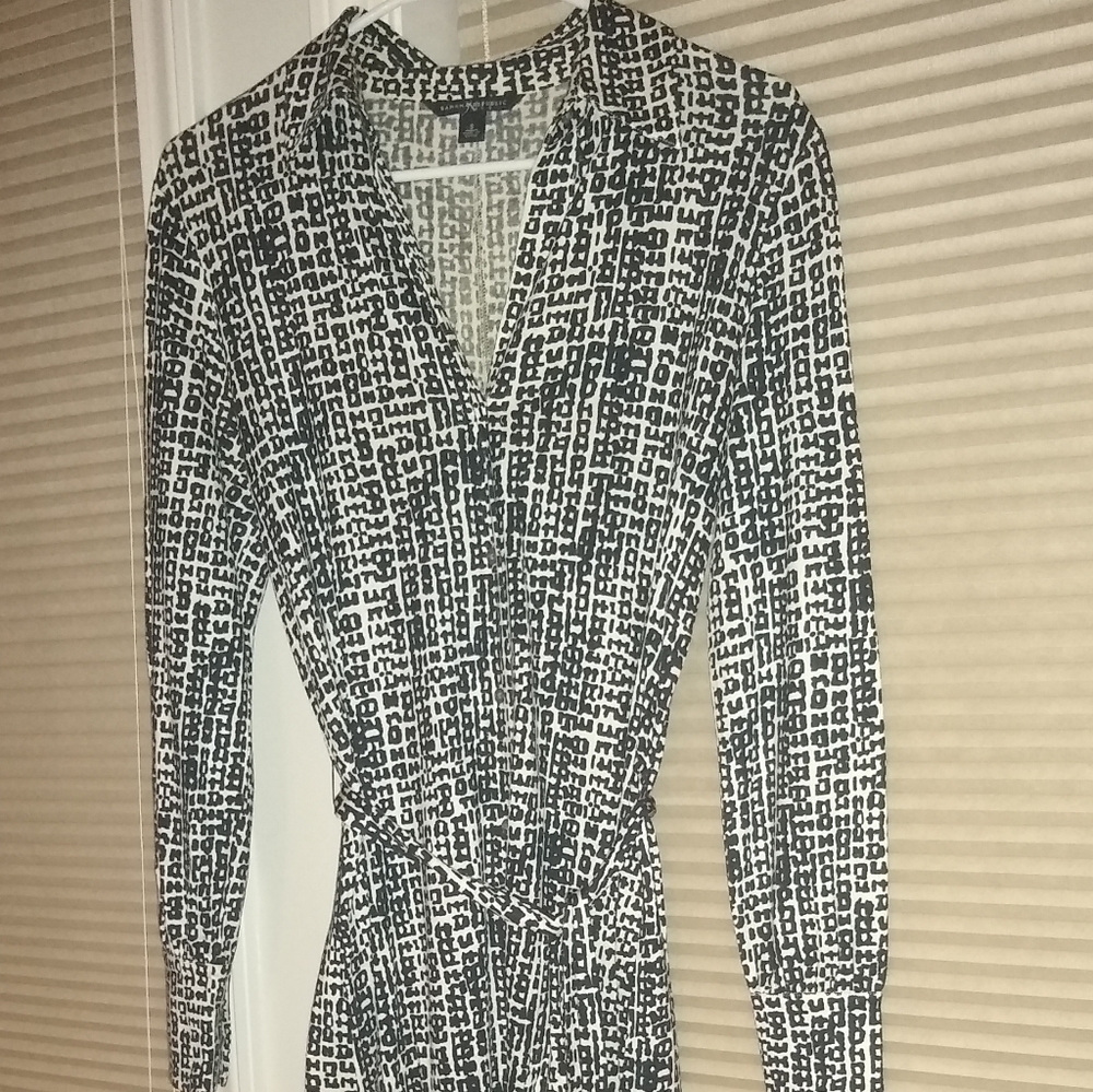 Banana Republic Black & White Button-up Midi Dress